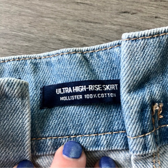 NWT Hollister Ultra High Rise Paper Bag Waist Denim Mini Skirt - Picture 6 of 8